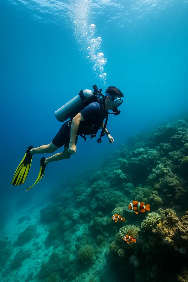 Underwater diver exploring sea life Karavali